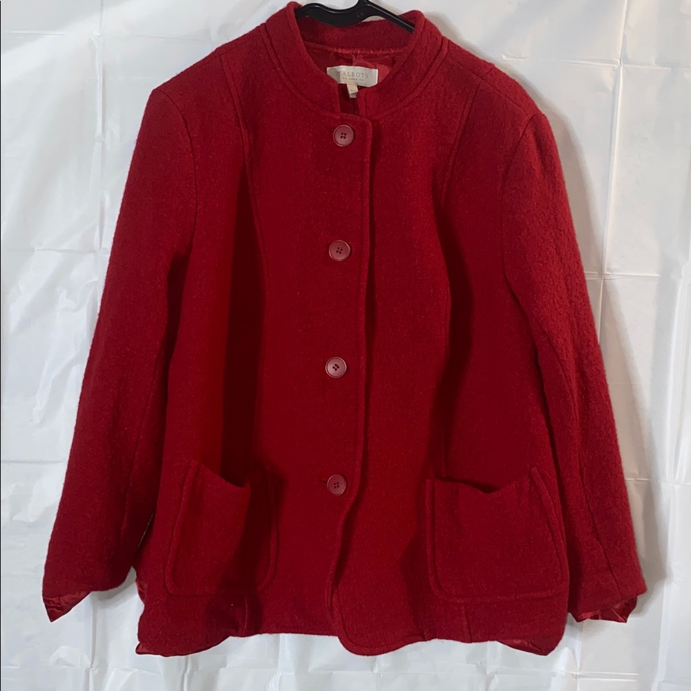 Talbots Classic Red Pea Coat - Wool Blend - Size 16W (Fits 10/12)